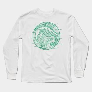 Seahorse graphic in green ink Long Sleeve T-Shirt